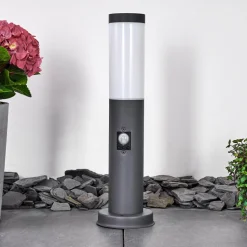 Borne Lumineuse Gaborone Anthracite, 1 Lumiere, Detecteur De Mouvement
