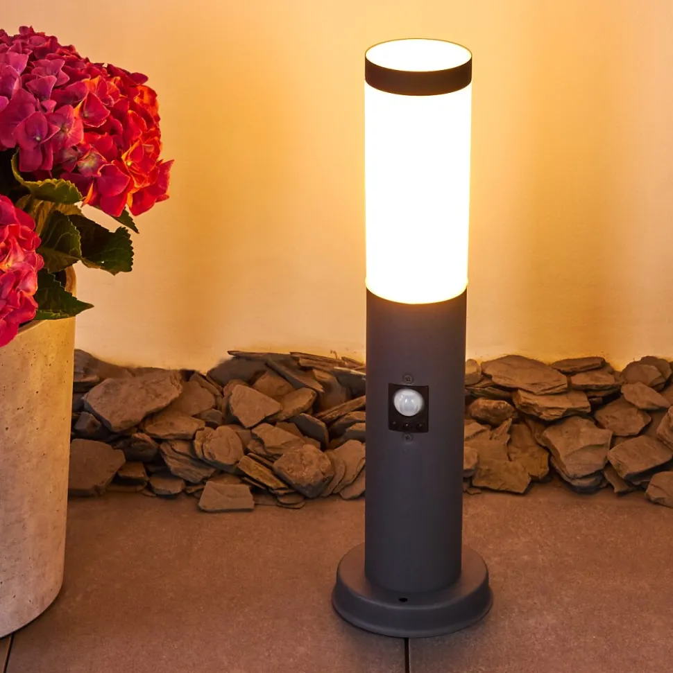Borne Lumineuse Gaborone Anthracite, 1 Lumiere, Detecteur De Mouvement
