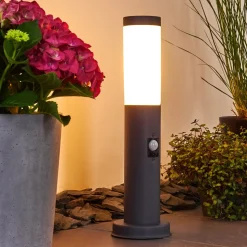 Borne Lumineuse Gaborone Anthracite, 1 Lumiere, Detecteur De Mouvement