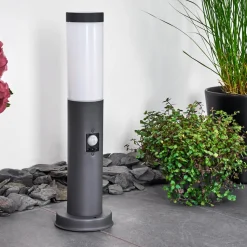 Borne Lumineuse Gaborone Anthracite, 1 Lumiere, Detecteur De Mouvement