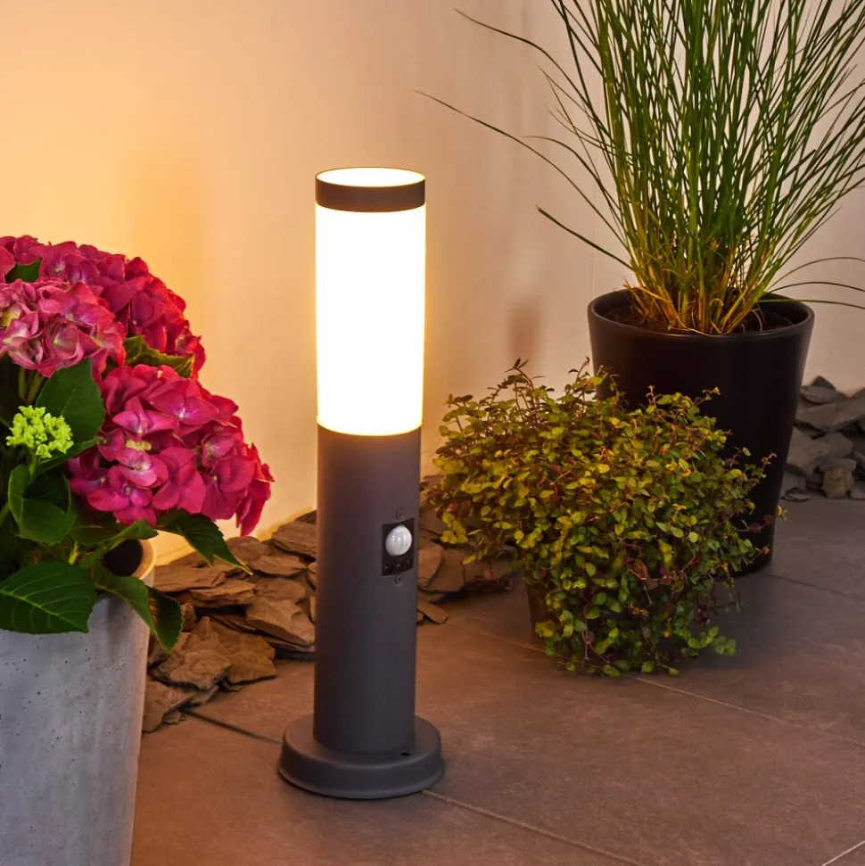Borne Lumineuse Gaborone Anthracite, 1 Lumiere, Detecteur De Mouvement
