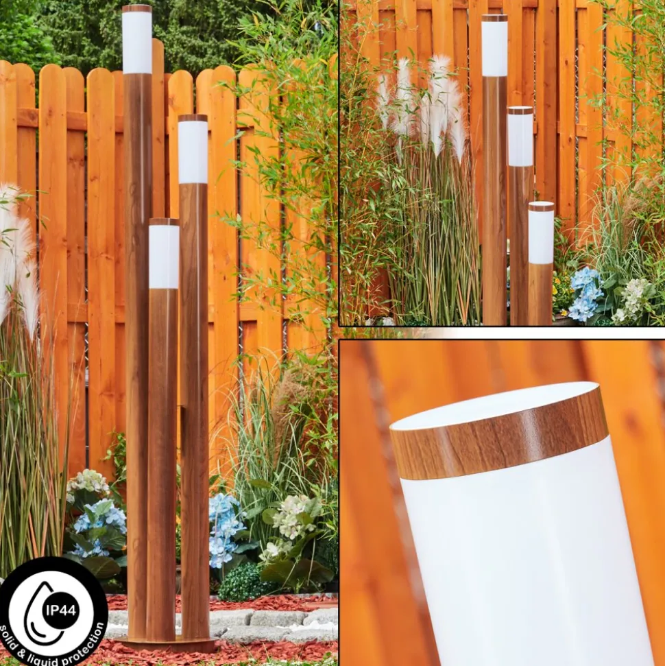 Borne Lumineuse Gaborone Brun, Couleur Bois, 3 Lumieres