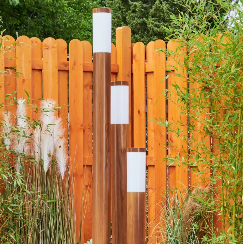 Borne Lumineuse Gaborone Brun, Couleur Bois, 3 Lumieres