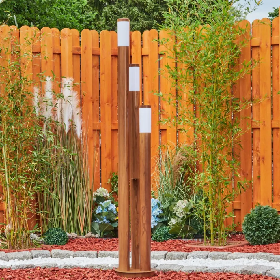 Borne Lumineuse Gaborone Brun, Couleur Bois, 3 Lumieres
