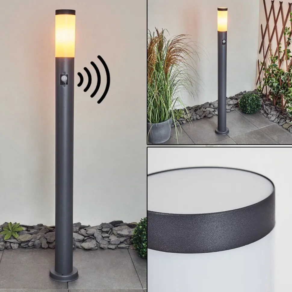 Borne Lumineuse Gaborone Anthracite, 1 Lumiere, Detecteur De Mouvement