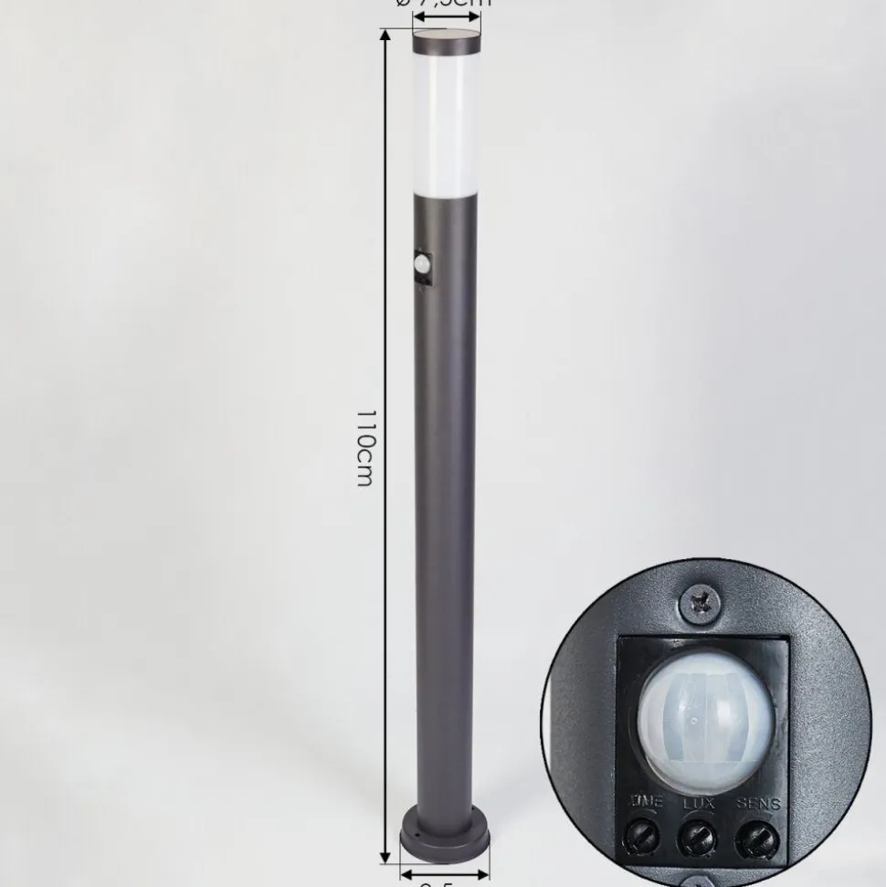 Borne Lumineuse Gaborone Anthracite, 1 Lumiere, Detecteur De Mouvement
