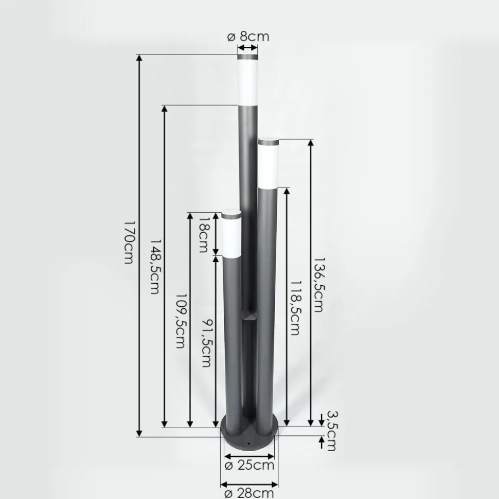 Borne Lumineuse Gaborone Anthracite, 3 Lumieres