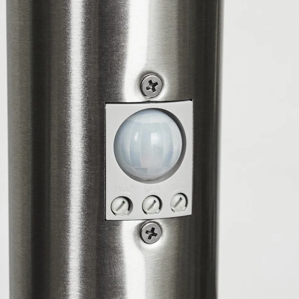 Borne Lumineuse Gaborone Led Nickel Mat, 1 Lumiere, Detecteur De Mouvement