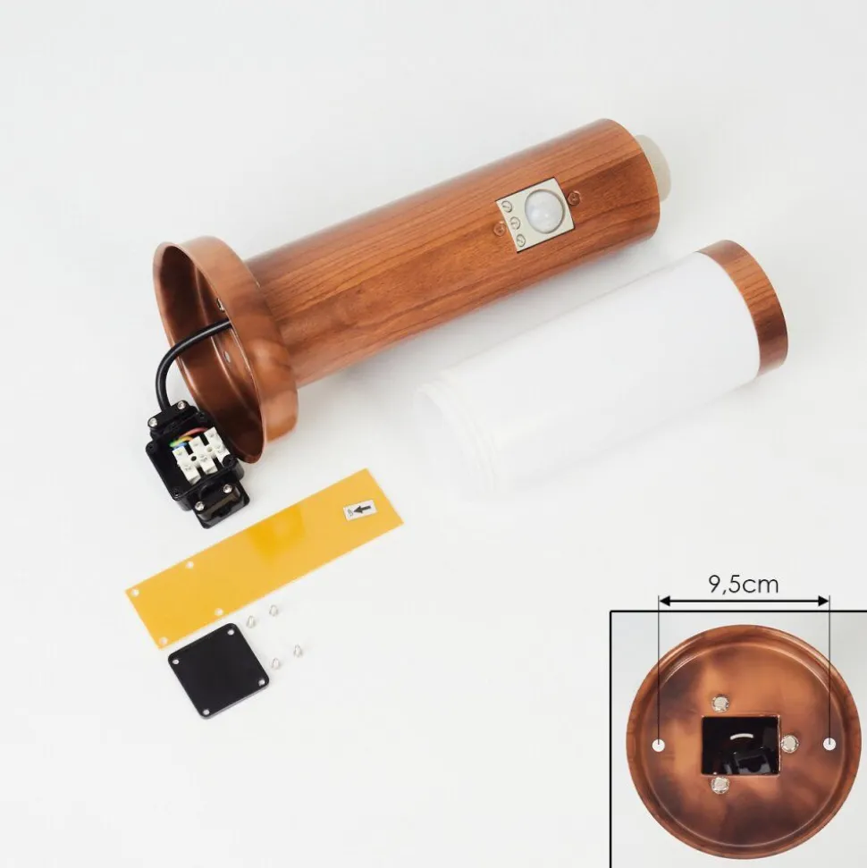 Borne Lumineuse Gaborone Brun, Couleur Bois, 1 Lumiere, Detecteur De Mouvement
