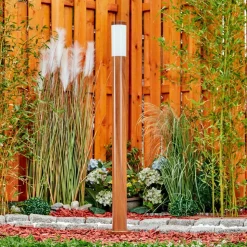 Borne Lumineuse Gaborone Brun, Couleur Bois, 1 Lumiere
