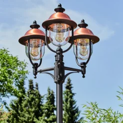 Borne Lumineuse Gascon Noir, 3 Lumieres