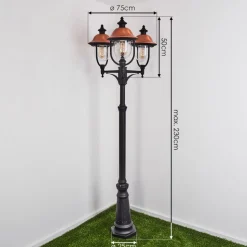 Borne Lumineuse Gascon Noir, 3 Lumieres
