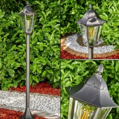 Borne Lumineuse Gilze Noir, Argente, 1 Lumiere