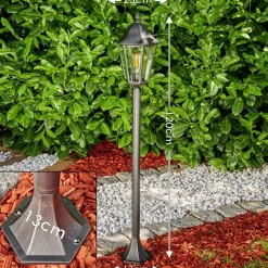 Borne Lumineuse Gilze Noir, Argente, 1 Lumiere