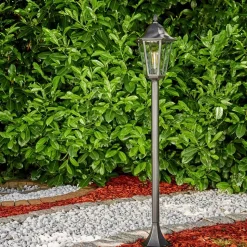Borne Lumineuse Gilze Noir, Argente, 1 Lumiere