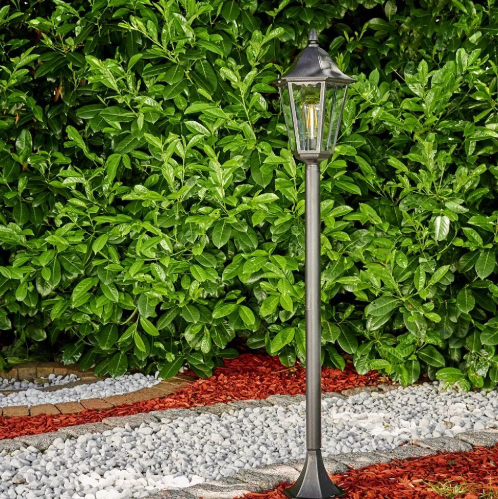 Borne Lumineuse Gilze Noir, Argente, 1 Lumiere