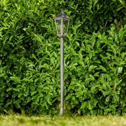 Borne Lumineuse Gilze Noir, Argente, 1 Lumiere