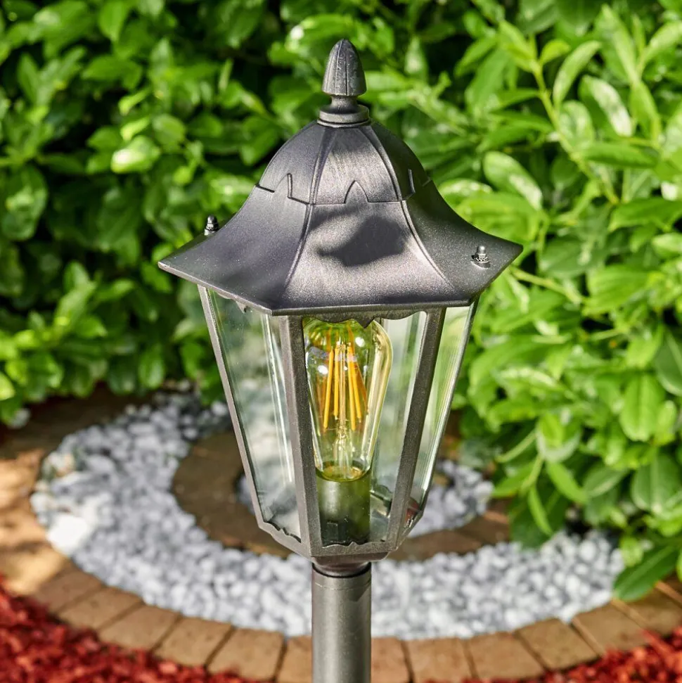 Borne Lumineuse Gilze Noir, Argente, 1 Lumiere