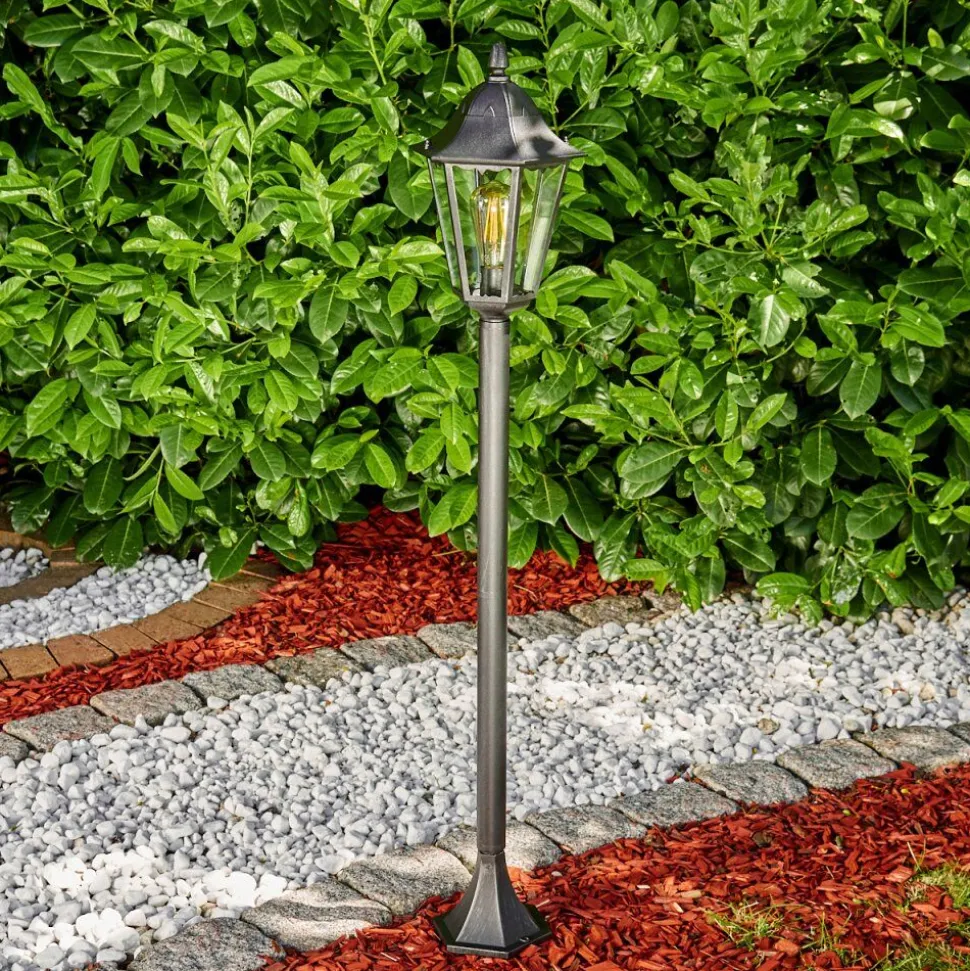 Borne Lumineuse Gilze Noir, Argente, 1 Lumiere