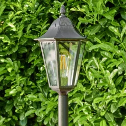 Borne Lumineuse Gilze Noir, Argente, 1 Lumiere