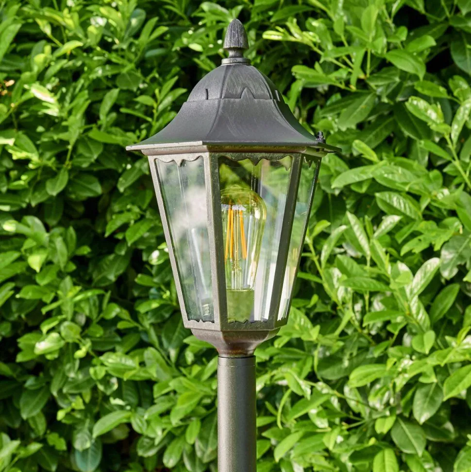 Borne Lumineuse Gilze Noir, Argente, 1 Lumiere