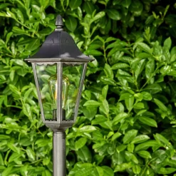 Borne Lumineuse Gilze Noir, Argente, 1 Lumiere