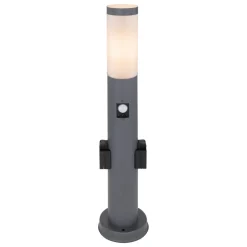 Borne Lumineuse Globo Boston Anthracite, 1 Lumiere, Detecteur De Mouvement