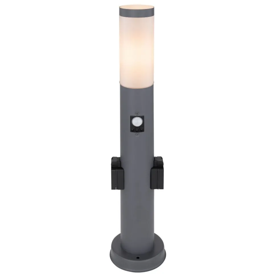 Borne Lumineuse Globo Boston Anthracite, 1 Lumiere, Detecteur De Mouvement