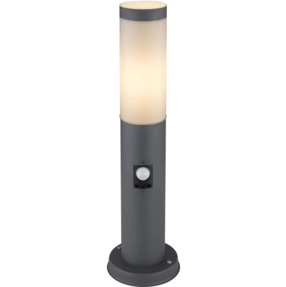 Borne Lumineuse Globo Boston Anthracite, 1 Lumiere, Detecteur De Mouvement
