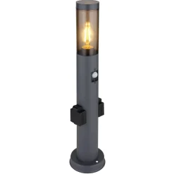 Borne Lumineuse Globo Boston Anthracite, 1 Lumiere, Detecteur De Mouvement