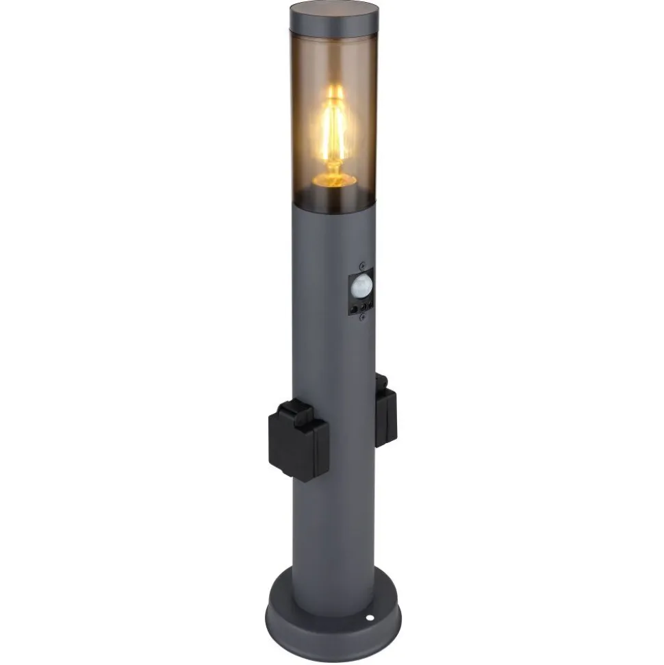 Borne Lumineuse Globo Boston Anthracite, 1 Lumiere, Detecteur De Mouvement