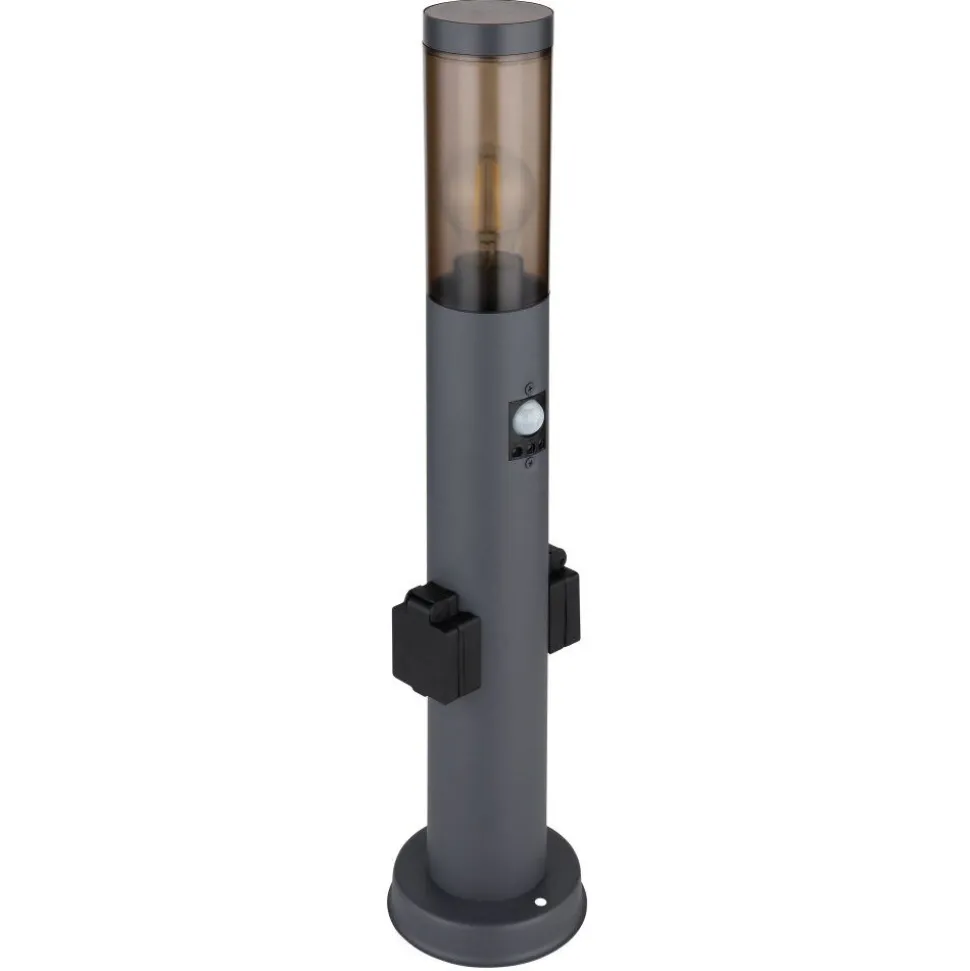 Borne Lumineuse Globo Boston Anthracite, 1 Lumiere, Detecteur De Mouvement