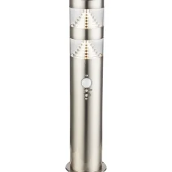 Borne Lumineuse Globo Celio Led Argente, 1 Lumiere, Detecteur De Mouvement