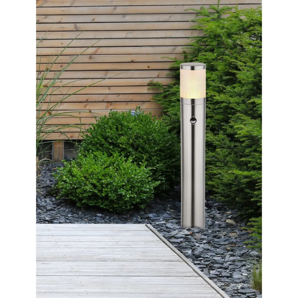 Borne Lumineuse Globo Xeloo Argente, 1 Lumiere, Detecteur De Mouvement