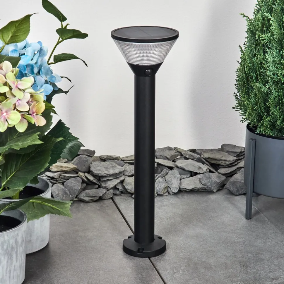 Borne Lumineuse Joennierni Led Noir, 1 Lumiere, Detecteur De Mouvement, Changeur De Couleurs