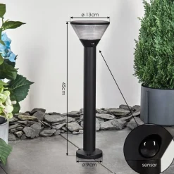 Borne Lumineuse Joennierni Led Noir, 1 Lumiere, Detecteur De Mouvement, Changeur De Couleurs