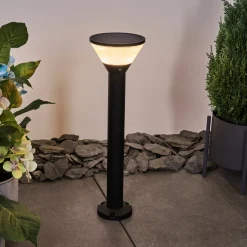 Borne Lumineuse Joennierni Led Noir, 1 Lumiere, Detecteur De Mouvement, Changeur De Couleurs