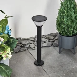Borne Lumineuse Joennierni Led Noir, 1 Lumiere, Detecteur De Mouvement, Changeur De Couleurs