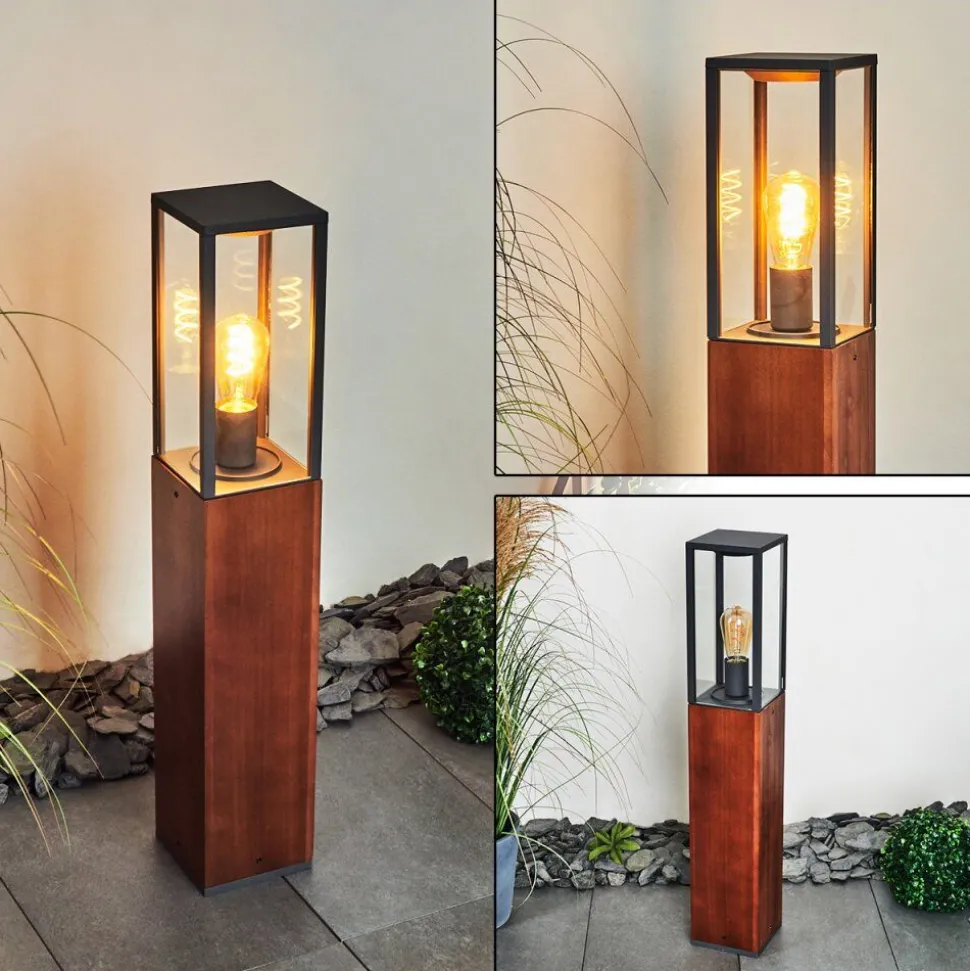 Borne Lumineuse Kiwalik Bois Fonce, Noir, 1 Lumiere