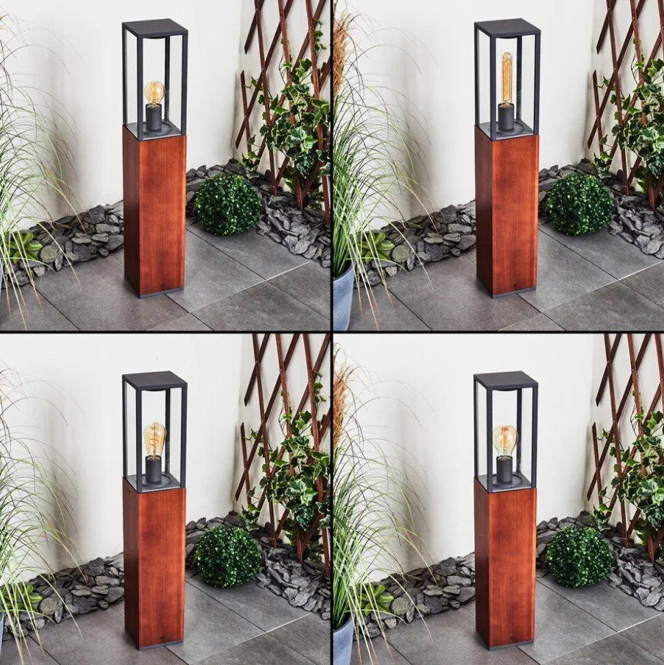 Borne Lumineuse Kiwalik Bois Fonce, Noir, 1 Lumiere