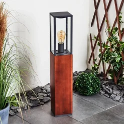 Borne Lumineuse Kiwalik Bois Fonce, Noir, 1 Lumiere