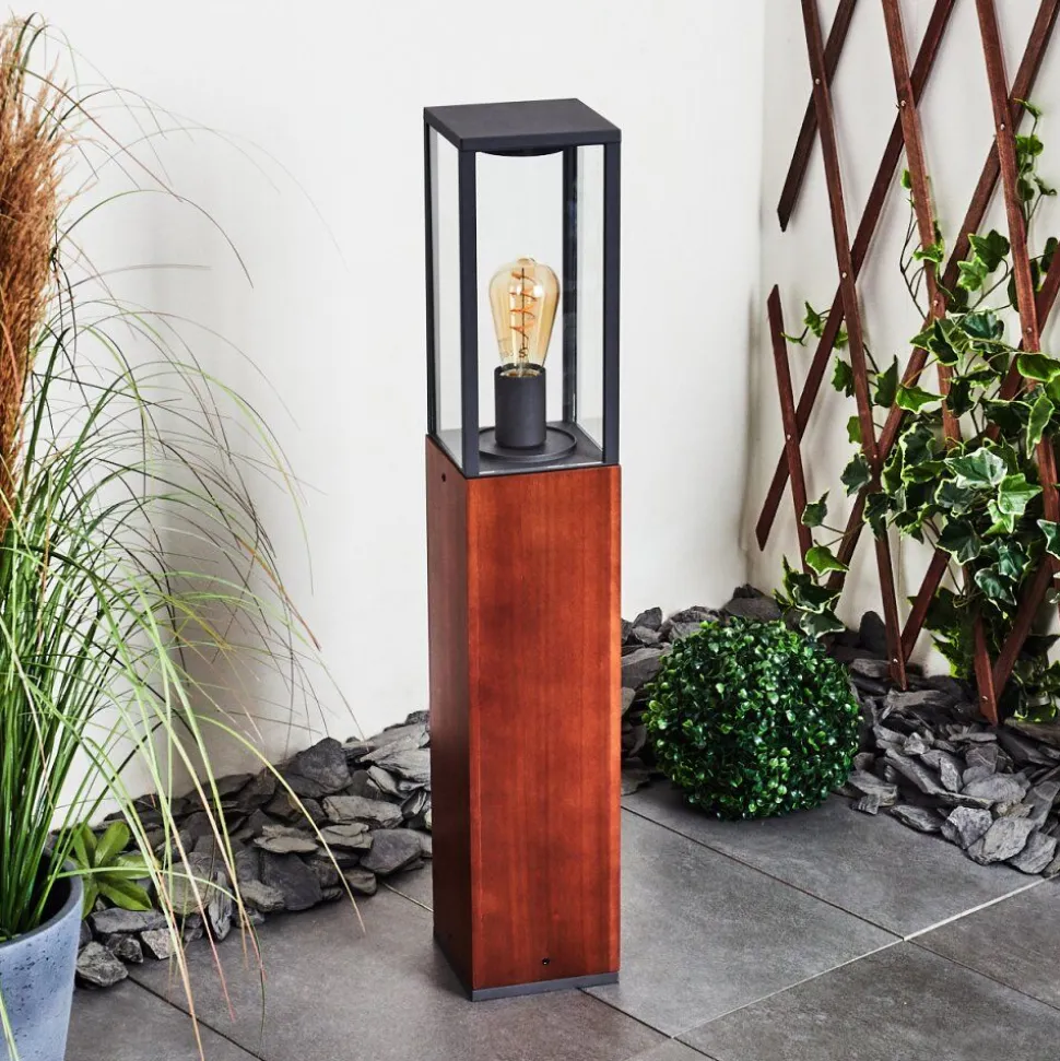 Borne Lumineuse Kiwalik Bois Fonce, Noir, 1 Lumiere
