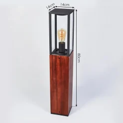 Borne Lumineuse Kiwalik Bois Fonce, Noir, 1 Lumiere