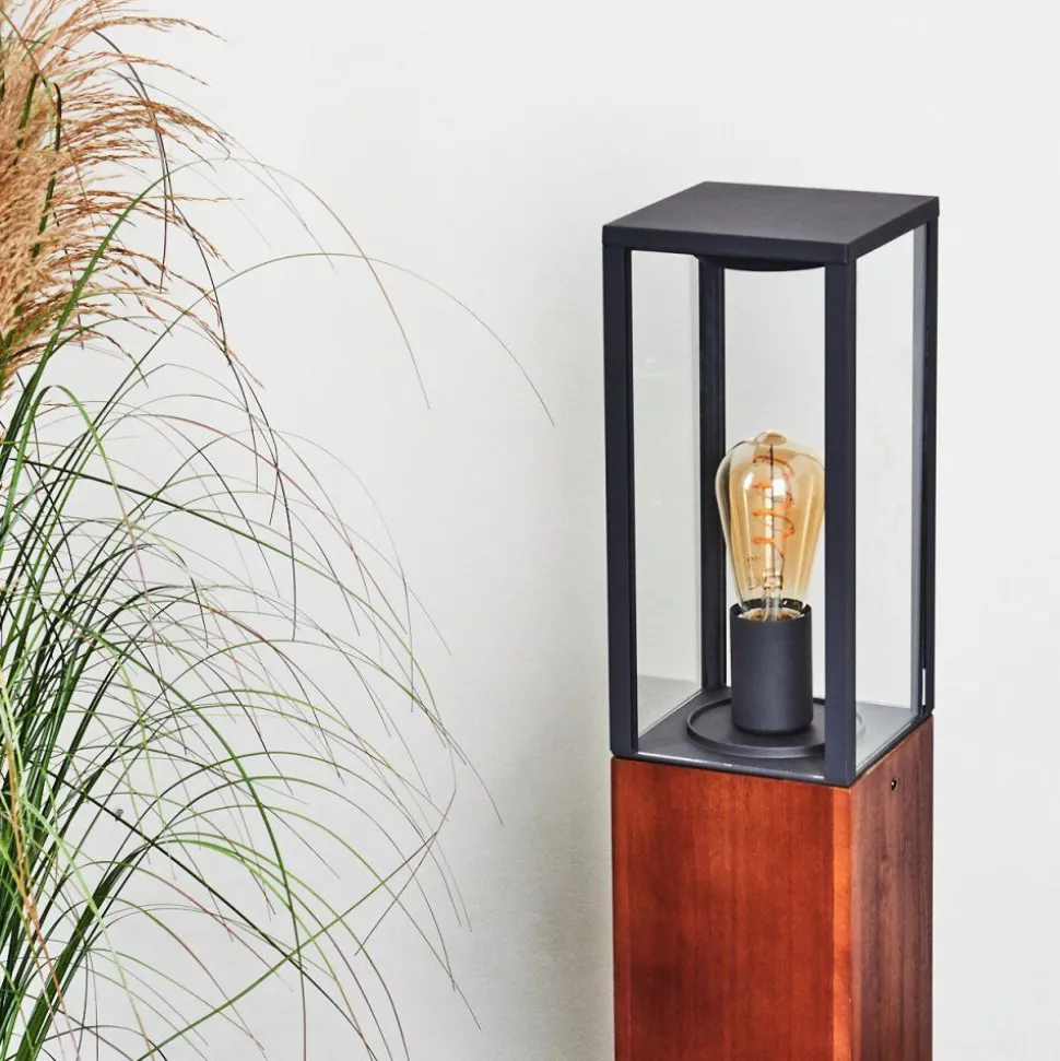 Borne Lumineuse Kiwalik Bois Fonce, Noir, 1 Lumiere