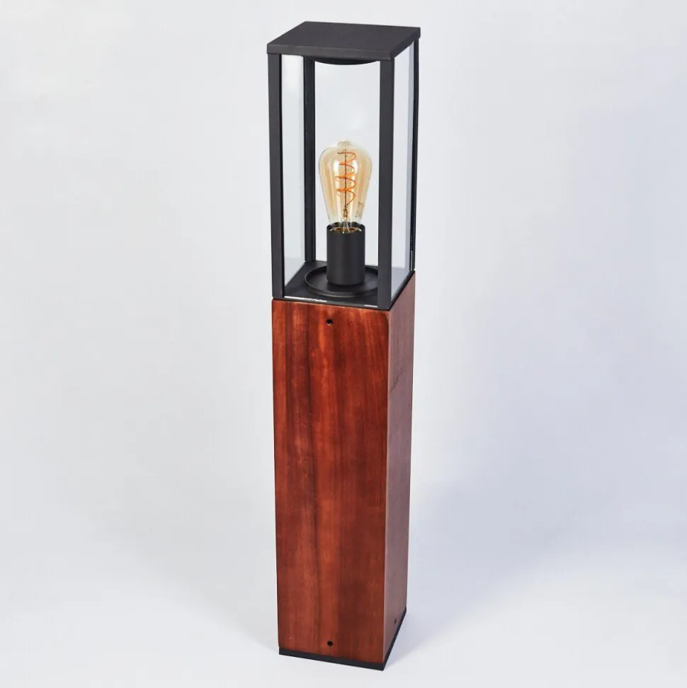 Borne Lumineuse Kiwalik Bois Fonce, Noir, 1 Lumiere