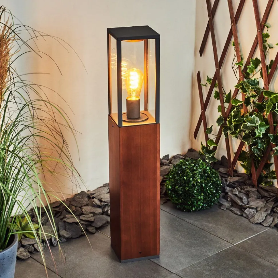 Borne Lumineuse Kiwalik Bois Fonce, Noir, 1 Lumiere