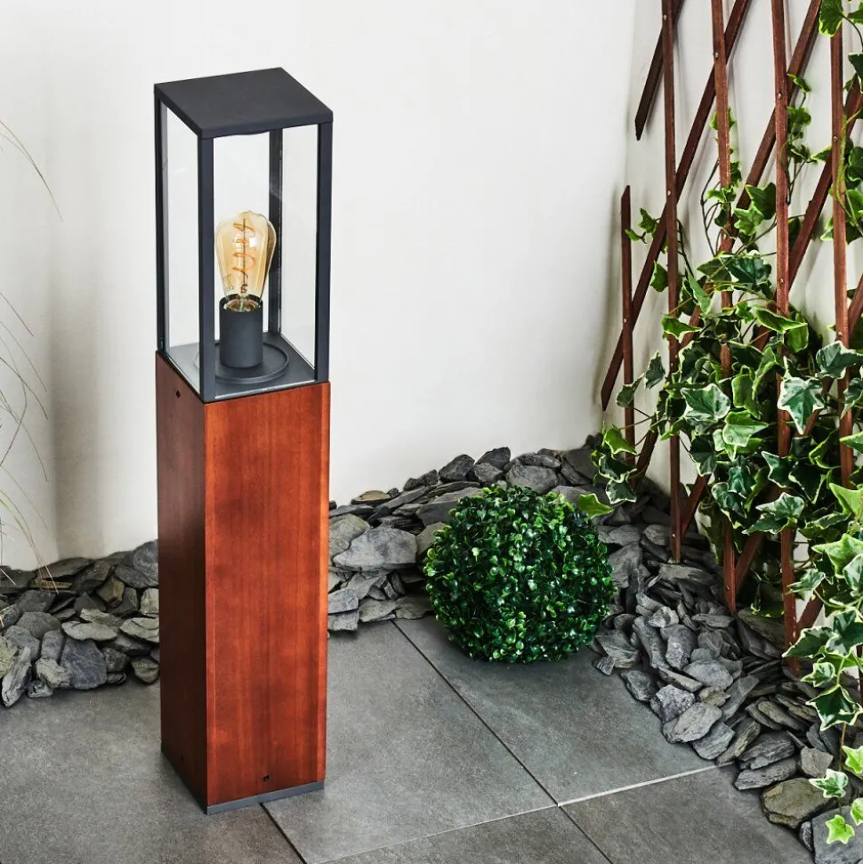 Borne Lumineuse Kiwalik Bois Fonce, Noir, 1 Lumiere
