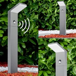 Borne Lumineuse Korup Led Anthracite, 1 Lumiere, Detecteur De Mouvement