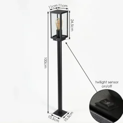 Borne Lumineuse Lapa Noir, 1 Lumiere