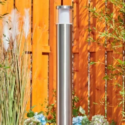 Borne Lumineuse Leon Led Nickel Mat, 1 Lumiere